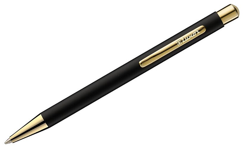 Ручка шариковая Luxor "Nova" синяя, 1,0мм, корпус черный/золото, кнопочный механизм, 10 шт. в упаковке
