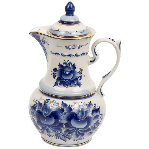 Кувшин Хуторок золото объем 1500 мл. Гжель ручная роспись