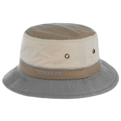 фото Панама stetson арт. 1811111 bucket cotton (серый / коричневый), размер 59