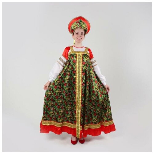 фото Русский костюм женский рябиновые гроздья платье, кокошник, р-р 44, рост 170 4849786 . страна карнавалия
