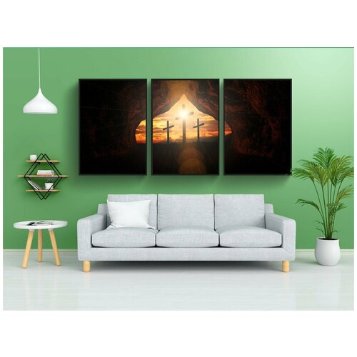 фото Набор модулных постеров для интерьера "пересекать, распятие, воскресение" 60x90 см. в тубусе, без рамки lotsprints