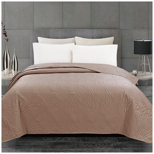 Покрывало 2-спальное, 180х200 см, 100% полиэстер, стеганое, Silvano, Ультрасоник Атлас, серо-бежевое