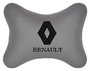 Автомобильная подушка на подголовник экокожа L.Grey (черный) с логотипом автомобиля RENAULT