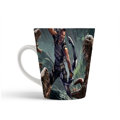 фото Кружка-латте coolpodarok воин с луком стреляет в динозавра