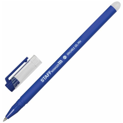 Ручка стираемая гелевая STAFF Manager EGP-656, синяя, прорезиненный корпус, линия письма 0,35 мм, 143656 12 шт.