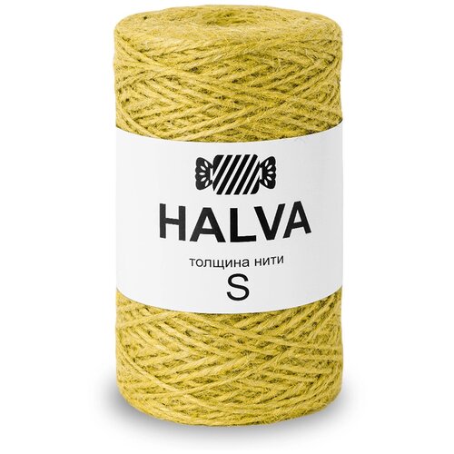 Джутовая цветная пряжа для вязания Halva S 1.5мм, Цвет: Лимонад, 200м/200г, плетения, ковров, сумок, корзин, халва