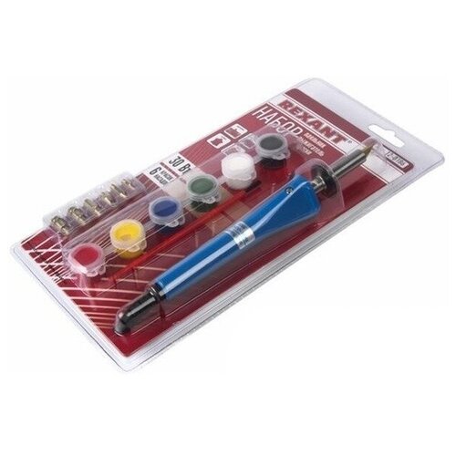 Паяльник Rexant 12-0186 Набор паяльник-выжигатель 6 насадок 220V30 Вт Краски 121200₽