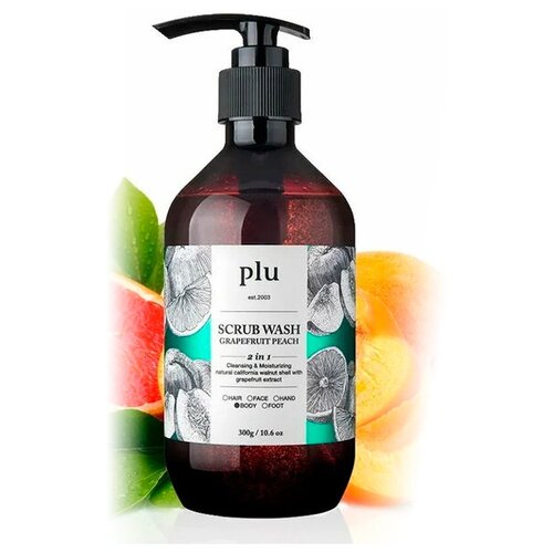 PLU Скраб-гель для душа персик и грейпфрут. Scrub wash grapefruit peach, 300 гр.