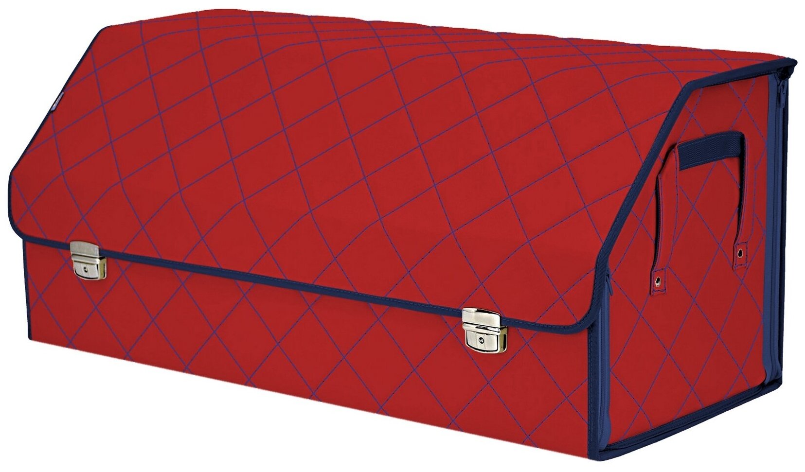 Органайзер-саквояж в багажник "Союз Премиум" (размер XXL). Цвет: красный с синей прострочкой Ромб.