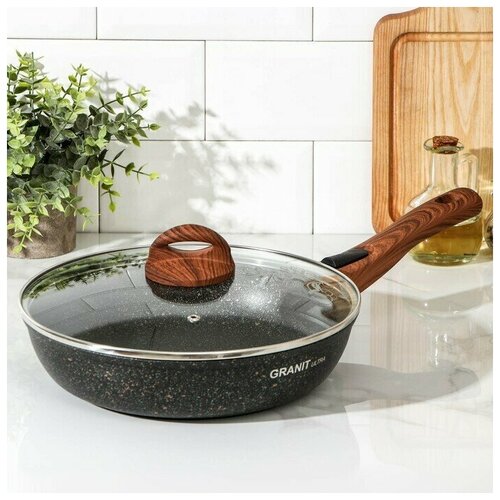 Сковорода Granit ultra d-26 см стеклянная крышка съёмная ручка антипригарное покрытие 10720₽