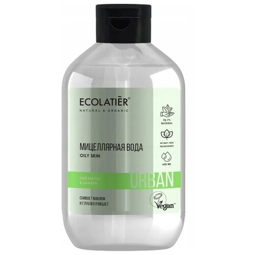 ECOLATIER мицеллярная вода Urban Oily skin с чаем матча и бамбуком, 600 мл, 600 г ecolatier мицеллярная вода urban oily skin с чаем матча и бамбуком 400 мл