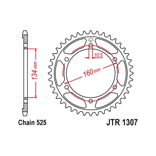 Звезда JT ведомая с черным цинкованием JTR1307.42ZBK 42 зуба