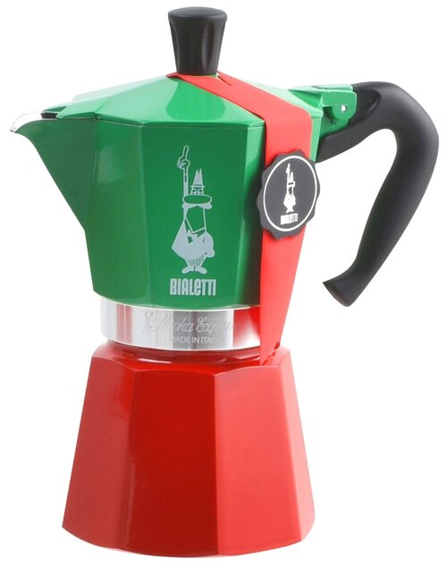 Гейзерная кофеварка Bialetti Moka Express Italia collection 0005323/NP, 270 мл, 270 мл, зеленый/красный