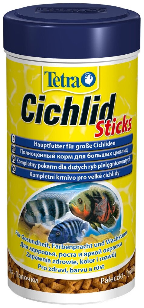 Корм Tetra Cichlid Sticks 500мл, палочки для всех видов цихловых и крупных декоративных рыб