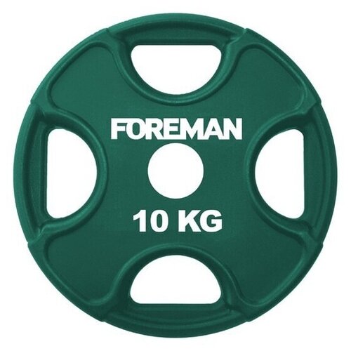 фото Диск для штанги foreman обрезиненный prr 10 кг зеленый fm\prr-10kg\gn-04-00