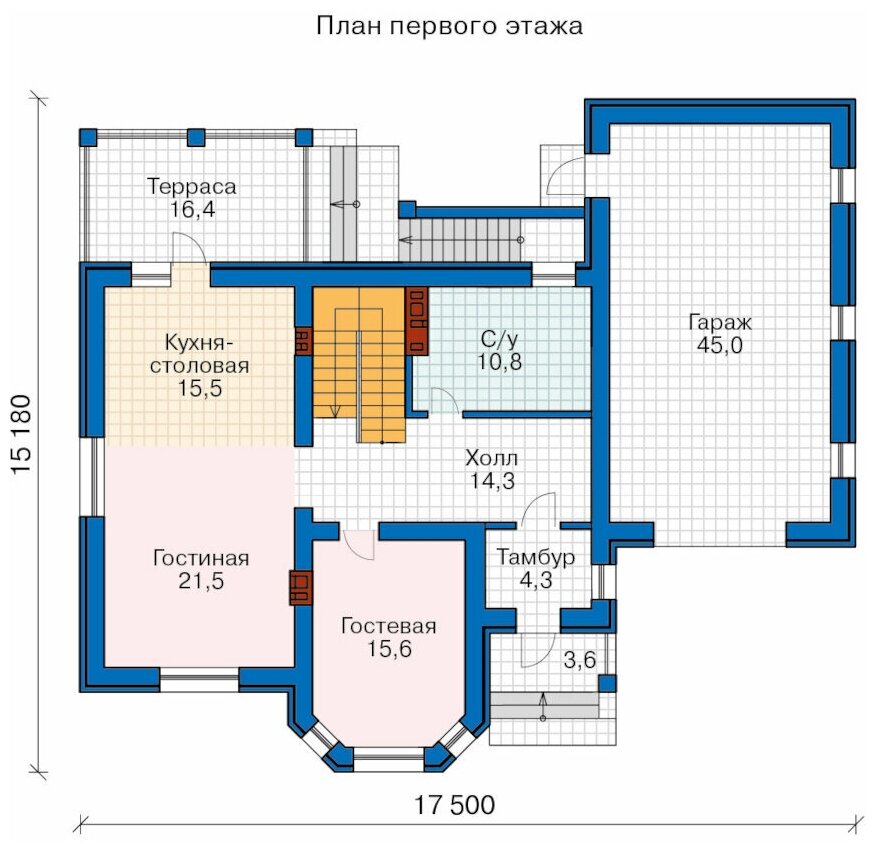 Проект дома Catalog-Plans-57-27DAL (231,57кв.м, 17,5x15,18м, газобетон 400) - фотография № 3