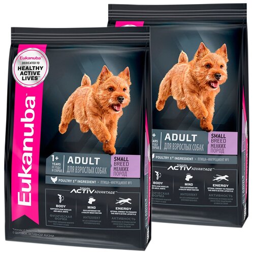 EUKANUBA ADULT SMALL BREED для взрослых собак маленьких пород с птицей (0,8 + 0,8 кг) eukanuba adult toy breed для взрослых собак маленьких пород с птицей 1 5 1 5 кг