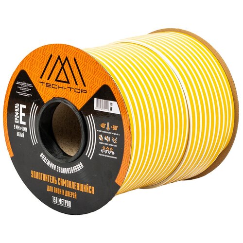 Уплотнитель E-профиль Tech-Top 9 x 4 мм бухта 150 м белый 2963₽