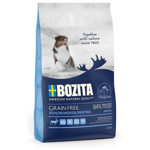 Корм сухой для собак BOZITA GRAIN FREE Reindeer 30/20 1,1 кг сухой корм беззерновой для взрослых собак c нормальным и повышенным уровнем активности с оленем