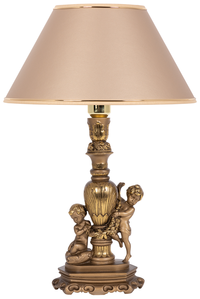 Настольная лампа Bogacho Путти бронза с абажуром №38 латте