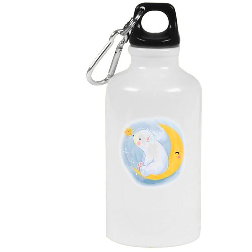 Бутылка с карабином CoolPodarok Дети Медвежонок на луне бутылка с карабином coolpodarok дети лисенок с медвежонком