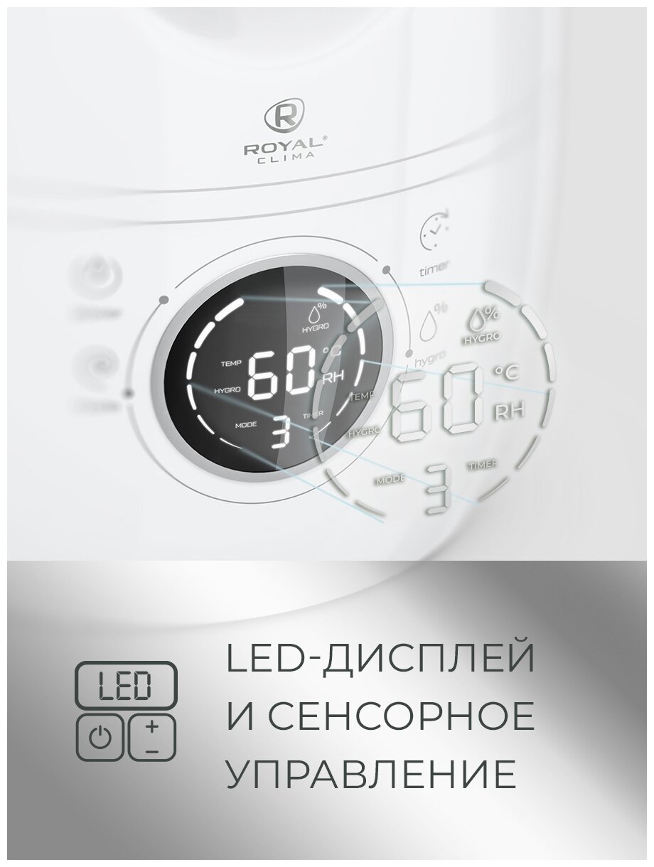 Увлажнитель воздуха ROYAL CLIMA , белый / фисташковый - фото №3