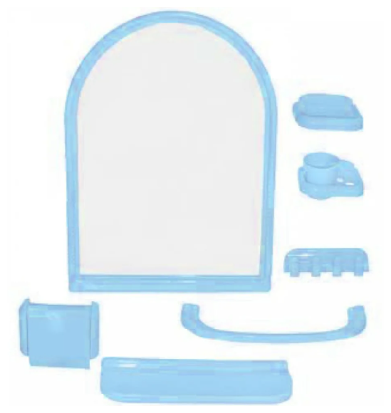 Зеркало 40*55 см с набором для ванной комнаты Европласт, цвет голубой