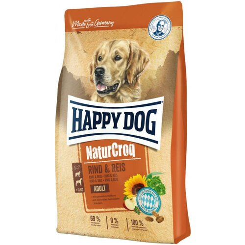 Happy Dog корм для взрослых собак всех пород, говядина и рис 15 кг
