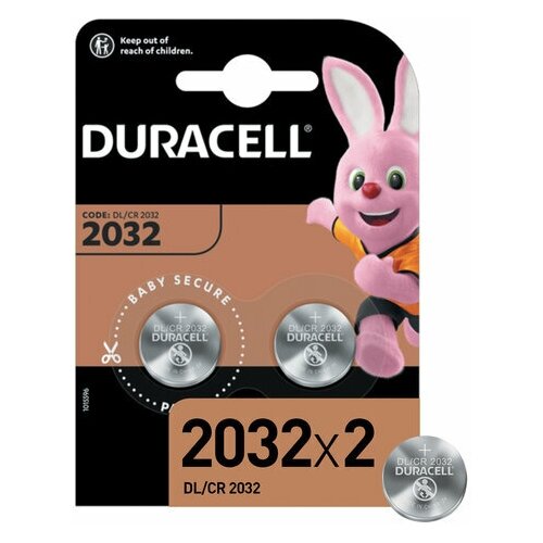 Комплект 5 шт, Батарейки DURACELL Lithium, CR2032, литиевые, комплект 2 шт, блистер