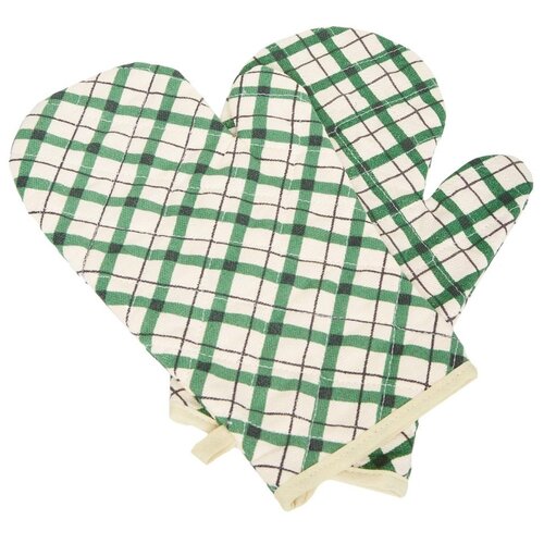 фото Прихватка-рукавица "мари санна" набор из 2 штук; клетка зеленая 9266-1; набор из 2 штук