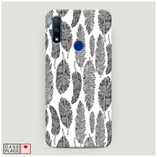 фото Пластиковый чехол "перья монохром" на huawei p smart z / хуавей п смарт z case place