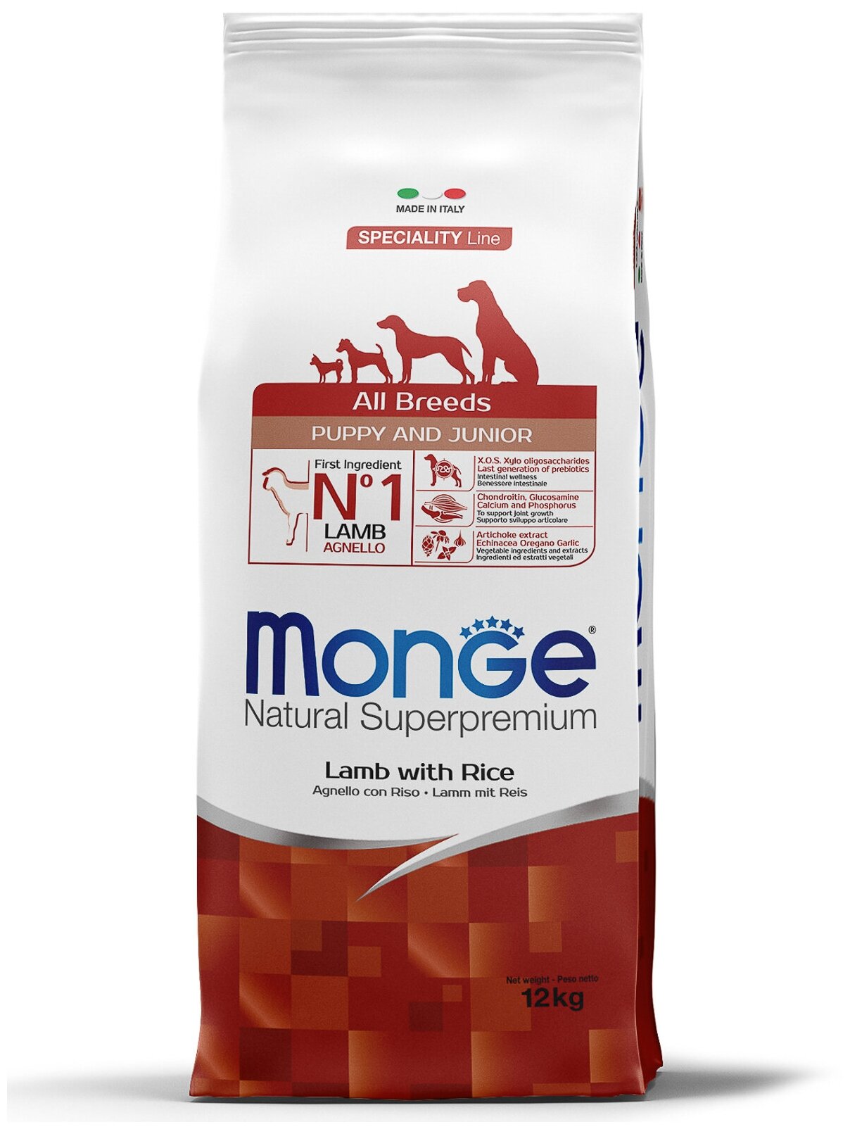Monge Dog Speciality Puppy&Junior корм для щенков всех пород с ягненком и рисом 12кг