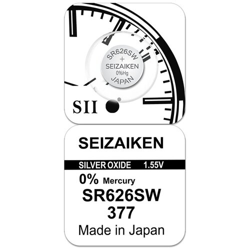 Батарейка Seizaiken 377 SEIKO (SR626SW, SR66, AG4) - 1 шт. батарейка seizaiken 377 seiko sr626sw sr66 ag4 1 шт