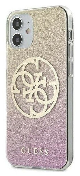 Чехол CG Mobile Guess PC/TPU 4G Circle Logo Glitter Hard для iPhone 12 mini, цвет Золотисто-розовый градиент (GUHCP12SPCUGLPGG)
