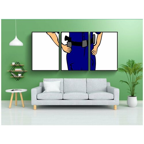 фото Набор модулных постеров для интерьера "офицер полиции, женский пол, полиция" 60x90 см. в тубусе, без рамки lotsprints