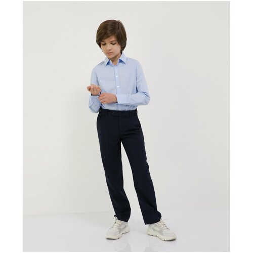Школьные брюки Gulliver демисезонные, классический стиль, карманы, размер 164, синий