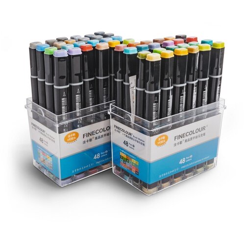 FINECOLOUR набор маркеров Brush, EF102-TB48, черный, 48 шт.