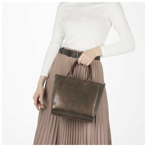 Savio Сумка женская, отдел на молнии, наружный карман, длинный ремень, цвет коричневый