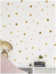 Интерьерные наклейки VEROL "Кружочки золотистые" золотые горошки наклейка в детскую комнату на стену, подарок, самоклеящаяся пленка, декор и интерьер, набор для детской,