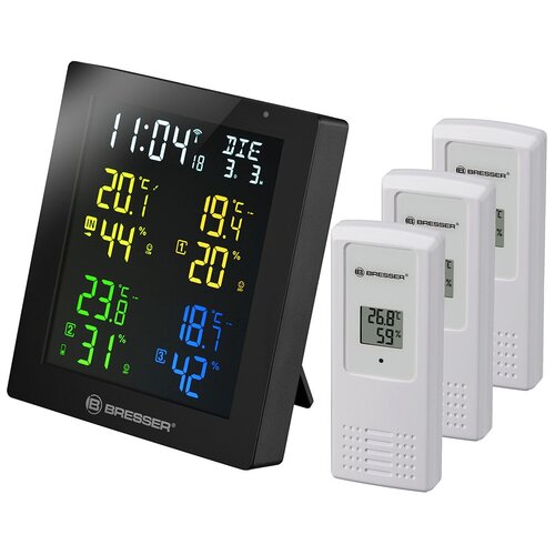 Метеостанция Bresser ClimaTemp Hygro Quadro с тремя датчиками черная 1163100₽