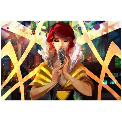 Картина по номерам на холсте Transistor (девушка, портрет) - 1 портрет по фото девушка на мосту