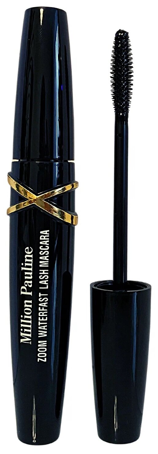 Тушь для ресниц удлиняющая объёмная черная Million Pauline Volume Zoom Waterfast Lash Mascara / Щеточка миллион XXL подкручивающая рост, удлинение и объем с эффектом накладных ресниц