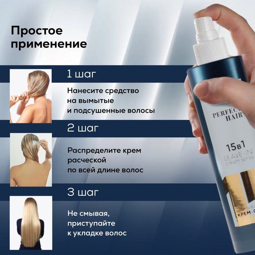 Крем-спрей 15 в 1 для волос PERFECT HAIR несмываемый 250 мл