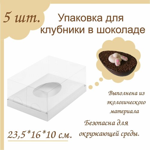 Упаковка для половинки шоколадного яйца с пластиковой крышкой Белая, 5 шт