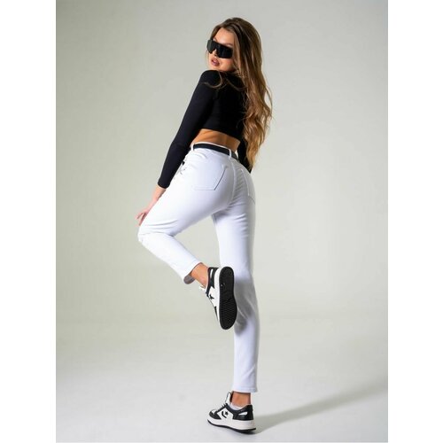 Джинсы мом , завышенная посадка, размер 31, белый