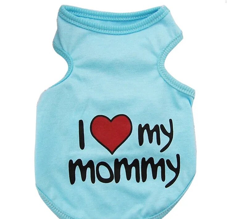 Майка для собак "Mommy" голубая (22см )