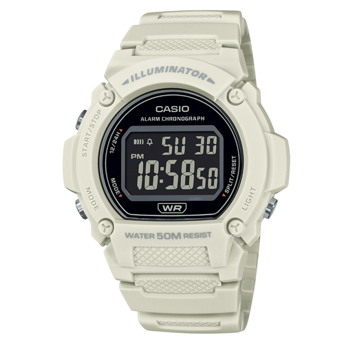 Наручные часы CASIO W-219HC-8B, белый, серый