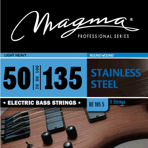 Magma Strings BE185S - Струны для 5-струнной бас-гитары Low B 50-135, Серия: Stainless Steel, Калибр: 50-70-80-100-135, Обмотка: круглая, нержавеющая magma strings be240s струны для бас гитары 65 135 серия stainless steel калибр 65 85 105 135 обмотка круглая нержавеющая сталь натяжение ne