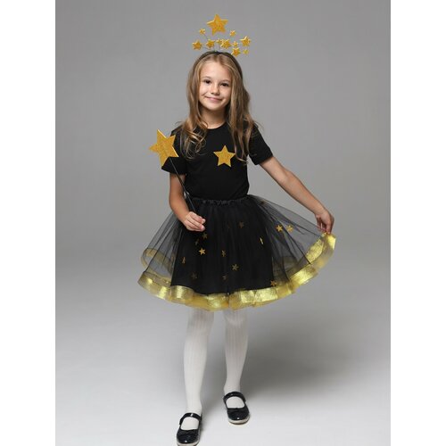 Карнавальный костюм Звёздочка юбка пачка для девочки фатиновая черная фуксия р 104 110