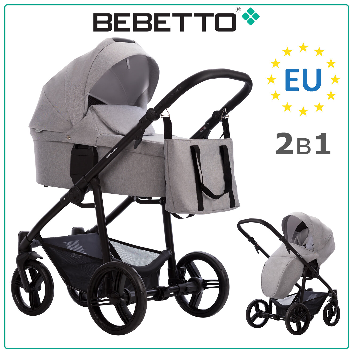 Детская коляска 2 в 1 Bebetto Explorer AIR LUX 08_CZM